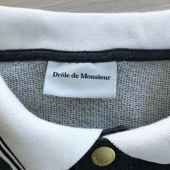 Drole De Monsieur gray le’ Polo sweatshirt shirt  Polo Shirts sz small S - Picture 3 of 10